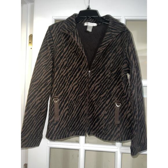 RAFAEL Jackets & Blazers - Rafael sport womens brown black zebra full zip jacket classy medium quilted
